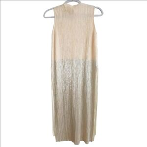 ZARA Tunic/overlay Dress Elegant Cream & Silver Crinkle Stretch Sleeveless Sz S